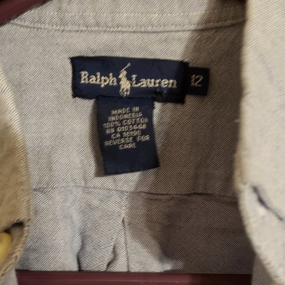 Ralph Lauren, Blue button-down dress shirt, long sleeve, Size 12 - Picture 6 of 15